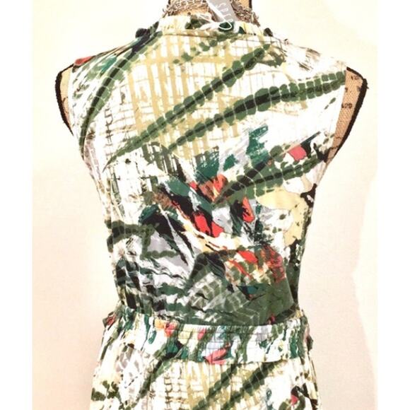 Spense green tan abstract print maxi Dress Size L - LARGE - Picture 10 of 11